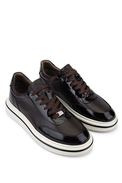 Tamer Tanca Erkek Hakiki Deri Kahverengi Sneakers & Spor Ayakkabı