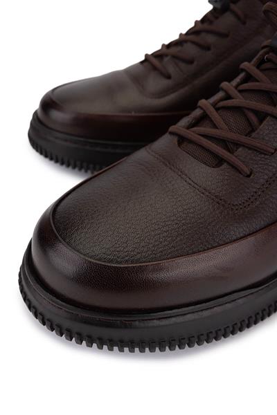 Tamer Tanca Erkek Hakiki Deri Kahverengi Sneaker Ayakkabı