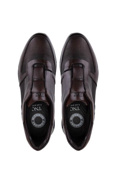 Tamer Tanca Erkek Hakiki Deri Kahverengi Sneaker