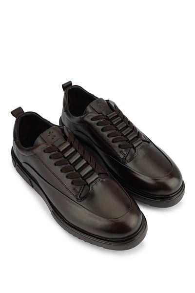 Tamer Tanca Erkek Hakiki Deri Kahverengi Sneakers & Spor Ayakkabı