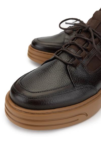 Tamer Tanca Erkek Hakiki Deri Kahverengi Sneaker Ayakkabı