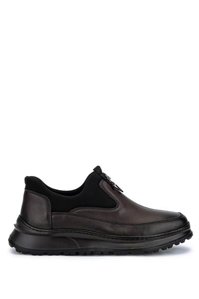 Tamer Tanca Erkek Hakiki Deri Kahverengi Sneaker Ayakkabı