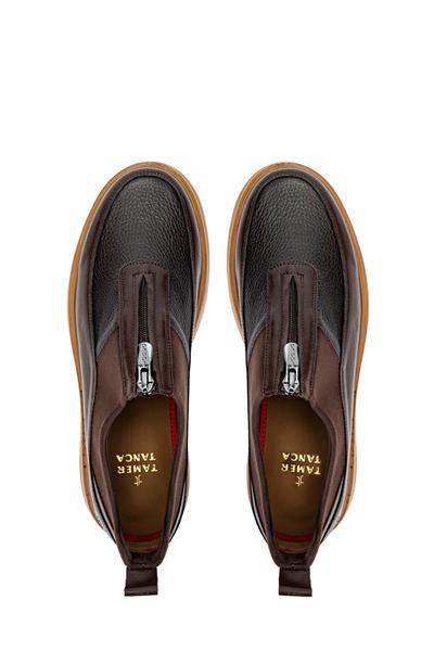 Tamer Tanca Erkek Hakiki Deri Kahverengi Sneaker Ayakkabı
