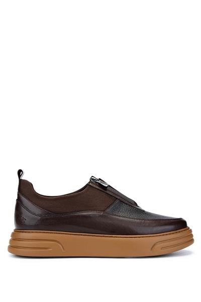 Tamer Tanca Erkek Hakiki Deri Kahverengi Sneaker Ayakkabı
