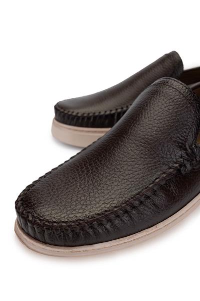 Tamer Tanca Erkek Hakiki Deri Kahverengi Loafer Ayakkabı