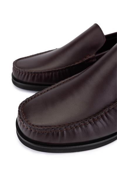 Tamer Tanca Erkek Hakiki Deri Kahverengi Loafer Ayakkabı