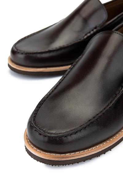 Tamer Tanca Erkek Hakiki Deri Kahverengi Loafer Ayakkabı