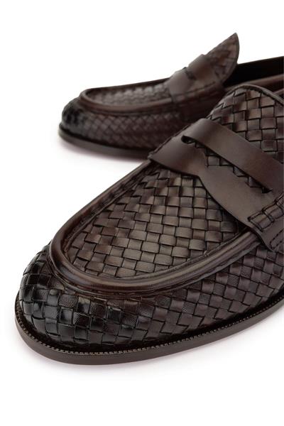Tamer Tanca Erkek Hakiki Deri Kahverengi Loafer Ayakkabı