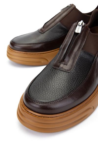Tamer Tanca Erkek Hakiki Deri Kahverengi Sneaker Ayakkabı