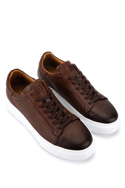 Tamer Tanca Erkek Hakiki Deri Kahverengi Sneakers & Spor Ayakkabı