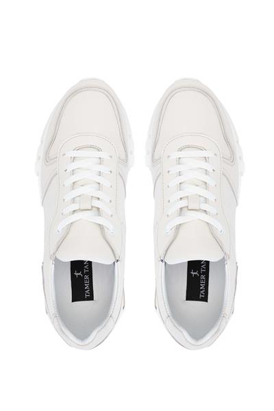 Tamer Tanca Erkek Hakiki Deri Kırık Beyaz Sneakers & Spor Ayakkabı