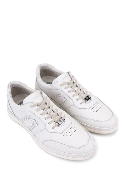 Tamer Tanca Erkek Hakiki Deri Kırık Beyaz Sneakers & Spor Ayakkabı