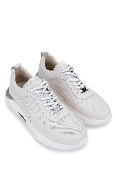 Tamer Tanca Erkek Hakiki Deri Kırık Beyaz Sneakers & Spor Ayakkabı