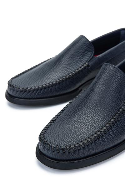 Tamer Tanca Erkek Hakiki Deri Lacivert Loafer Ayakkabı