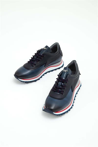Tamer Tanca Erkek Hakiki Deri Lacivert Sneakers & Spor Ayakkabı