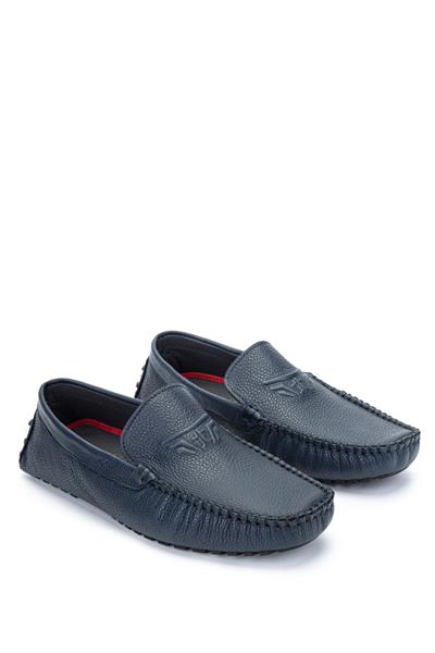 Tamer Tanca Erkek Hakiki Deri Lacivert Loafer Ayakkabı