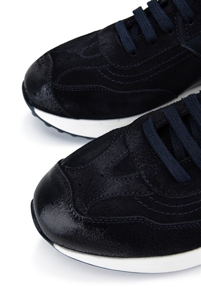 Tamer Tanca Erkek Hakiki Deri Lacivert Süet Sneakers & Spor Ayakkabı