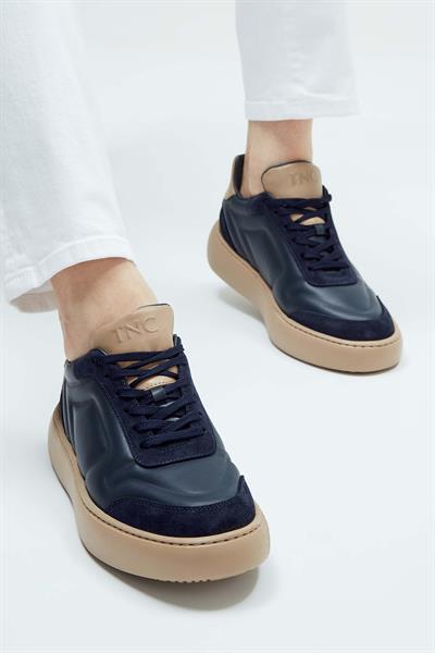 Tamer Tanca Erkek Hakiki Deri Lacivert\Vizon Sneakers & Spor Ayakkabı