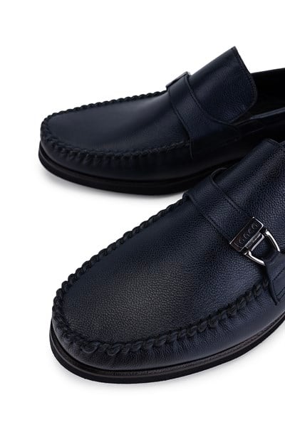 Tamer Tanca Erkek Hakiki Deri Lacivert Loafer Ayakkabı