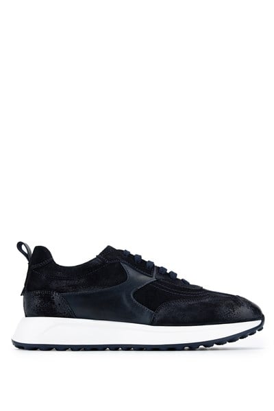 Tamer Tanca Erkek Hakiki Deri Lacivert Süet Sneakers & Spor Ayakkabı