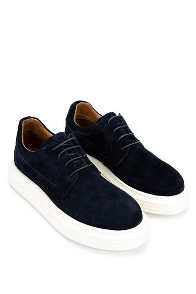Tamer Tanca Erkek Hakiki Deri Lacivert Süet Sneaker Ayakkabı