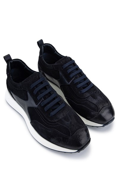 Tamer Tanca Erkek Hakiki Deri Lacivert Süet Sneakers & Spor Ayakkabı