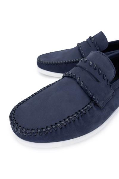 Tamer Tanca Erkek Hakiki Deri Lacivert Nubuk Loafer Ayakkabı