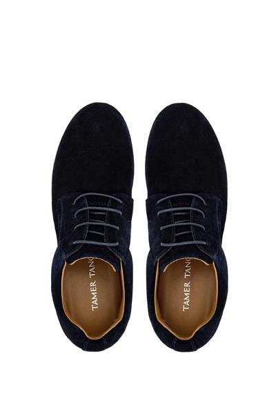 Tamer Tanca Erkek Hakiki Deri Lacivert Süet Sneaker Ayakkabı