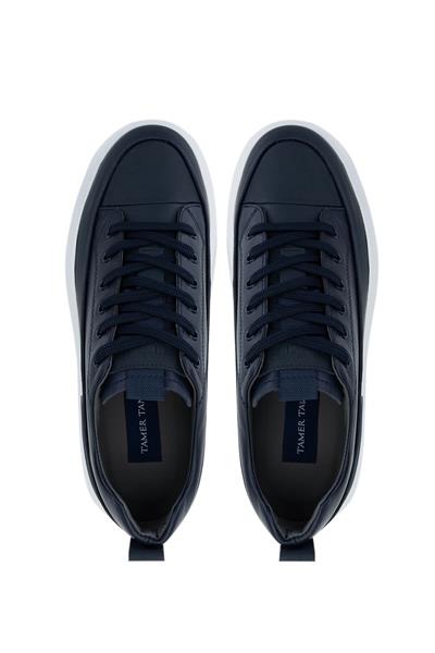 Tamer Tanca Erkek Hakiki Deri Lacivert Sneaker Ayakkabı