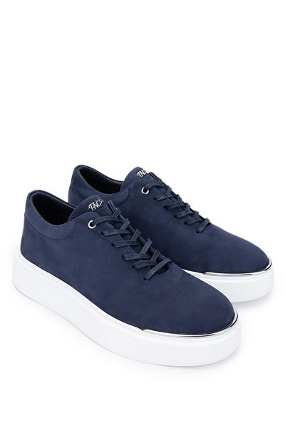 Tamer Tanca Erkek Hakiki Deri Lacivert Nubuk Sneakers & Spor Ayakkabı