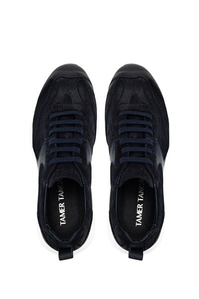 Tamer Tanca Erkek Hakiki Deri Lacivert Süet Sneakers & Spor Ayakkabı