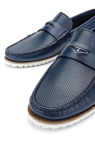 Tamer Tanca Erkek Hakiki Deri Lacivert Loafer Ayakkabı