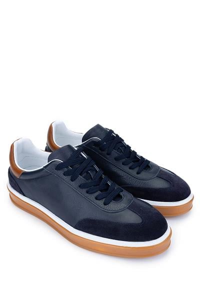 Tamer Tanca Erkek Hakiki Deri Lacivert Sneakers & Spor Ayakkabı