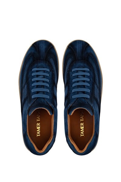 Tamer Tanca Erkek Hakiki Deri Lacivert Süet Sneakers & Spor Ayakkabı