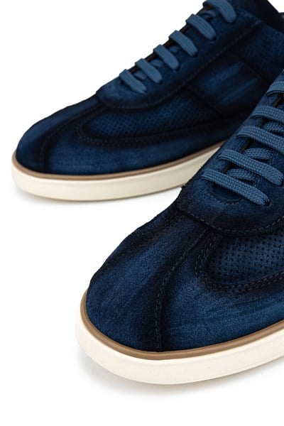 Tamer Tanca Erkek Hakiki Deri Lacivert Süet Sneakers & Spor Ayakkabı