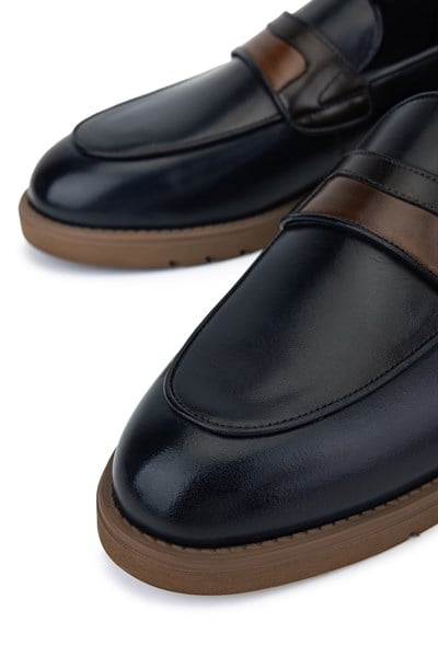 Tamer Tanca Erkek Hakiki Deri Lacivert Loafer Ayakkabı