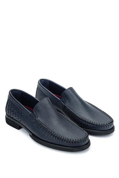 Tamer Tanca Erkek Hakiki Deri Lacivert Loafer Ayakkabı