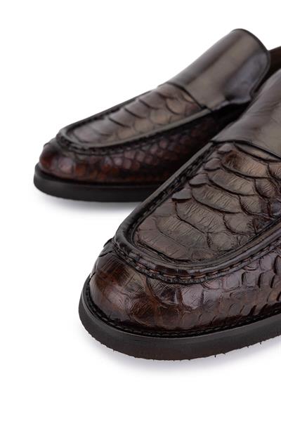 Tamer Tanca Erkek Hakiki Deri Kahverengi Loafer Ayakkabı