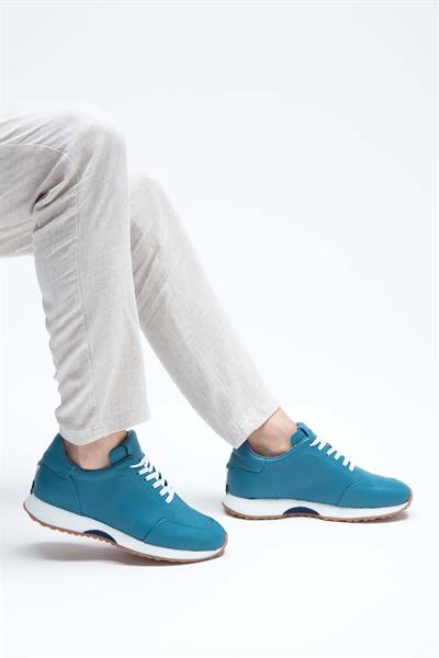 Tamer Tanca Erkek Hakiki Deri Mavi Napa Sneakers & Spor Ayakkabı