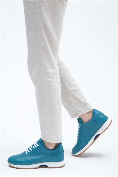 Tamer Tanca Erkek Hakiki Deri Mavi Napa Sneakers & Spor Ayakkabı