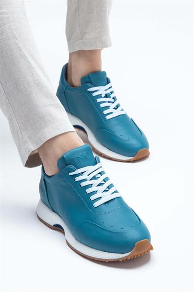 Tamer Tanca Erkek Hakiki Deri Mavi Napa Sneakers & Spor Ayakkabı