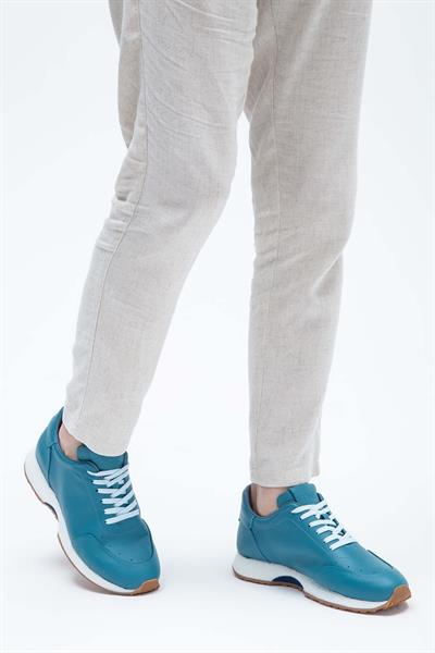 Tamer Tanca Erkek Hakiki Deri Mavi Napa Sneakers & Spor Ayakkabı