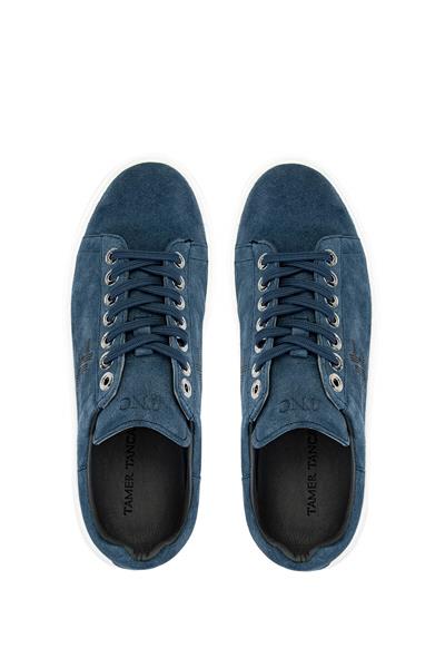 Tamer Tanca Erkek Hakiki Deri Mavi Sneakers & Spor Ayakkabı