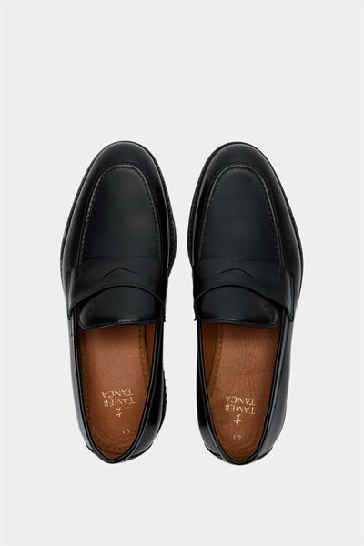 Tamer Tanca Erkek Hakiki Deri Siyah Açma Loafer Ayakkabı
