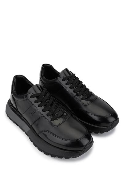 Tamer Tanca Erkek Hakiki Deri Siyah Açma Sneakers & Spor Ayakkabı