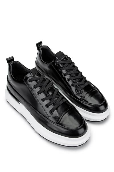 Tamer Tanca Erkek Hakiki Deri Siyah Açma Sneaker Ayakkabı