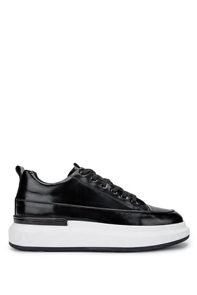 Tamer Tanca Erkek Hakiki Deri Siyah Açma Sneaker Ayakkabı