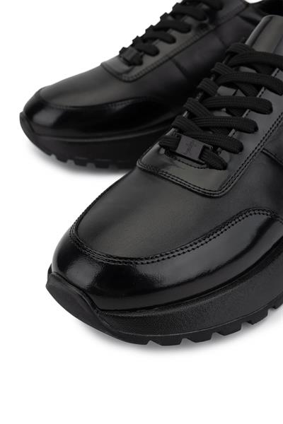 Tamer Tanca Erkek Hakiki Deri Siyah Açma Sneakers & Spor Ayakkabı