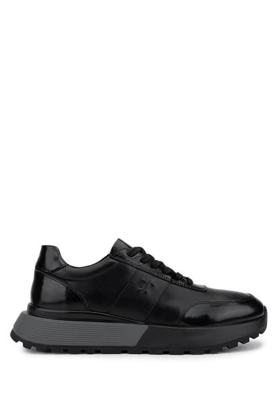 Tamer Tanca Erkek Hakiki Deri Siyah Açma Sneakers & Spor Ayakkabı