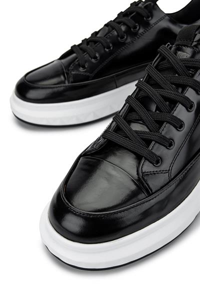 Tamer Tanca Erkek Hakiki Deri Siyah Açma Sneaker Ayakkabı